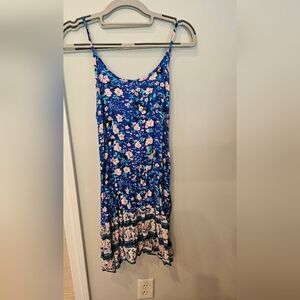 Floral Blue and Pink Spaghetti Strap Dress